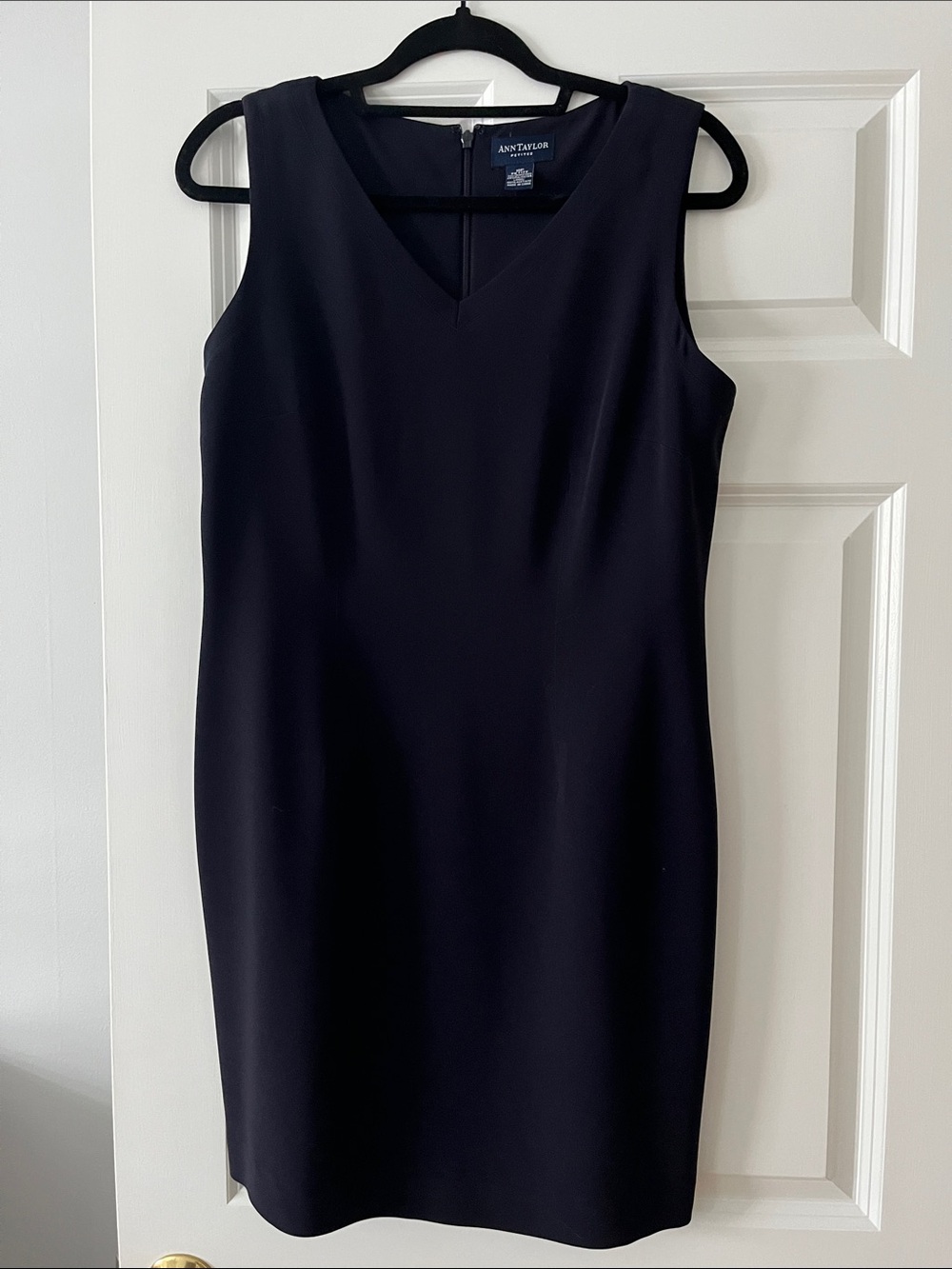 Ann Taylor Classic Navy V-Neck Sheath Dress